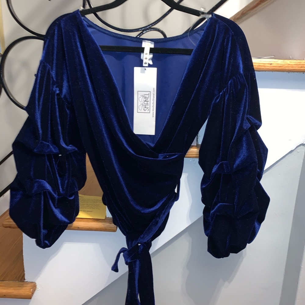 Velvety Crop Faux Wrap Top